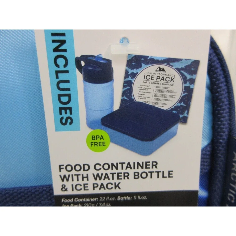Arctic Zone Lunch Box Combo Thermal Insulation Dark Waters Blue School Lunch Bag